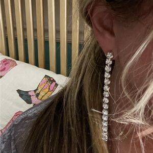 COPY - Gorgeous linear silver tone rhinestone earrings